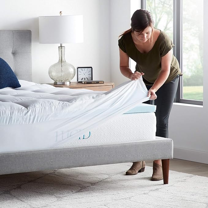 LUCID 4 Inch Down Alternative and Gel Memory Foam Mattress Topper - Image 3