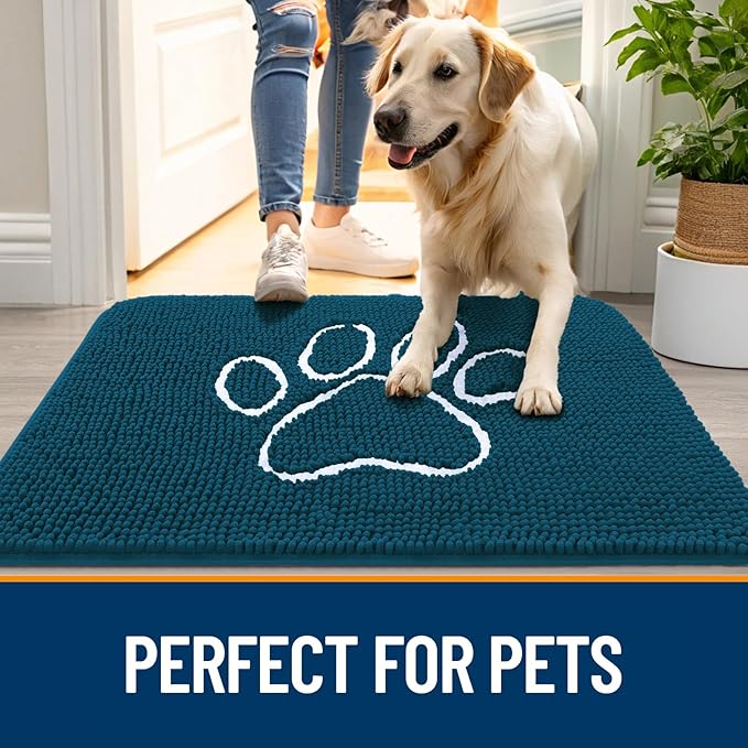 OLANLY Door Mat for Muddy Dog Paws 48x30, Absorbent Chenille Mud Doormat - Image 6