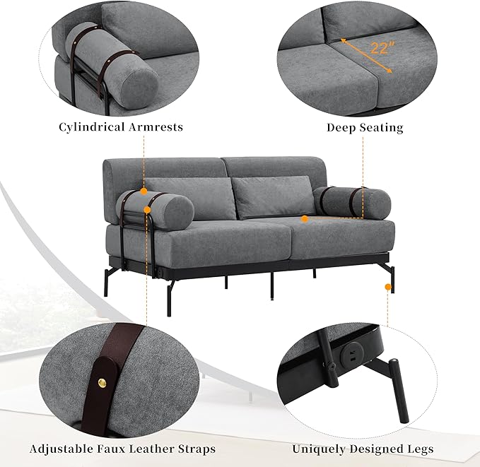 Modern Loveseat Sofa 59" Sofa Couch 2-Seater Sofa - Image 3