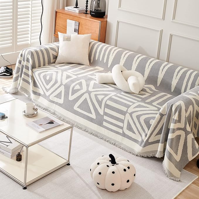 STACYPIK Boho Grey Sofa Cover Furniture Protector Couch Soft - Image 9