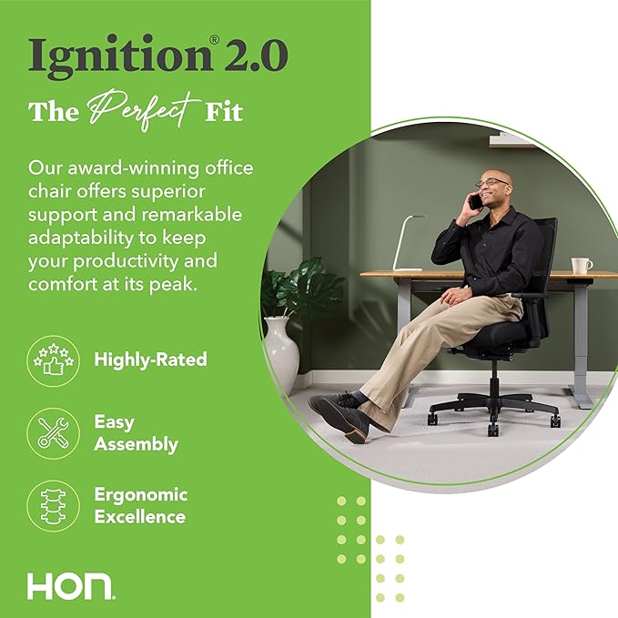 HON Ignition 2.0 Mid Back Task Chair, Advanced Synchro-Tilt Control, Office - Image 4