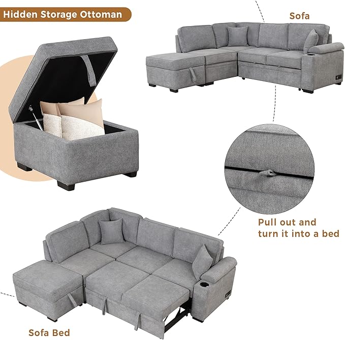 Ball & Cast Sleeper Sofa Bed L Shaped Couch - Image 5
