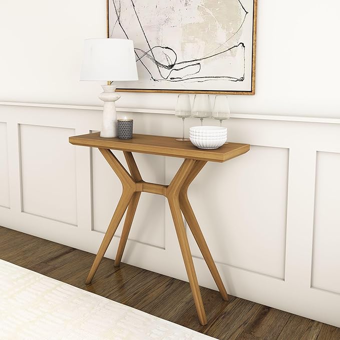 Plank+Beam Verso Console Table, 36 Inch Solid Wood Modern Sofa Table, Narrow by PlankBeam