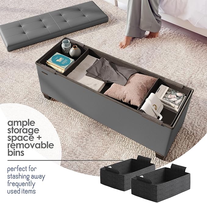 STORAGEBUD Storage Ottoman Bench - Image 3