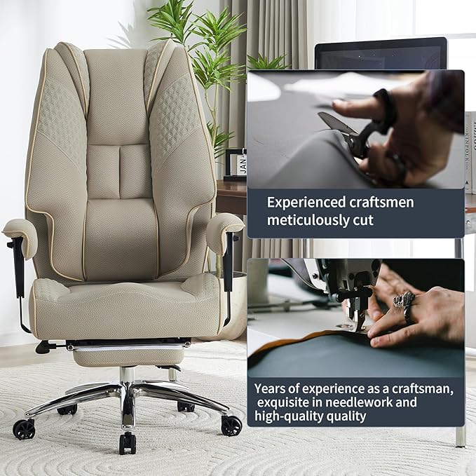 Big and Tall Office Chair 400lbs Wide Seat, Leather High Back Executive Office - Image 7