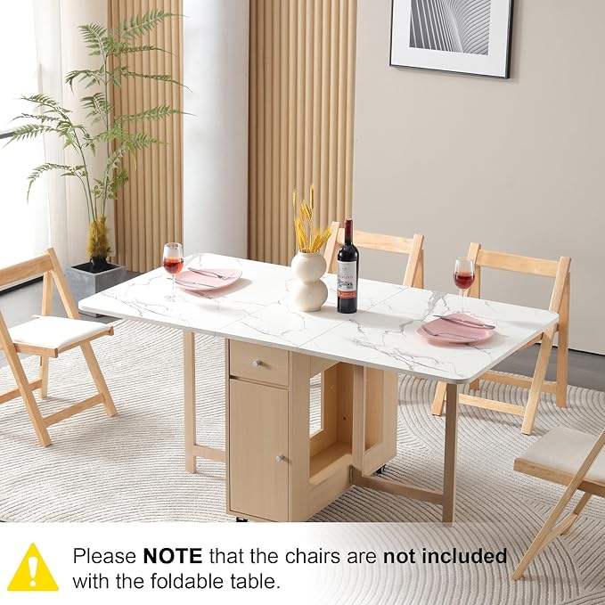 Drop Leaf Table Extendable, Foldable Kitchen Table Space Saving, Folding Dining - Image 7