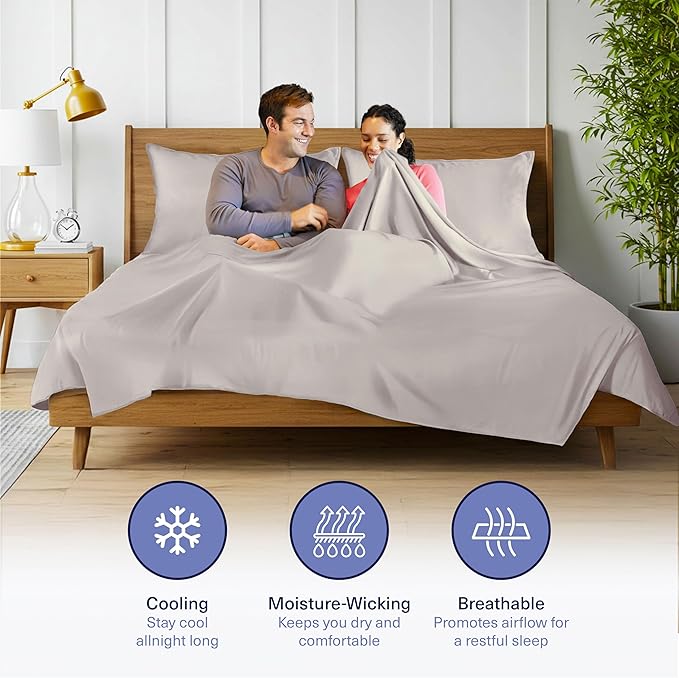 Kickoff Viscose Bamboo Sheets King Size 4-pc 100% Organic Bamboo Viscose Bed - Image 3