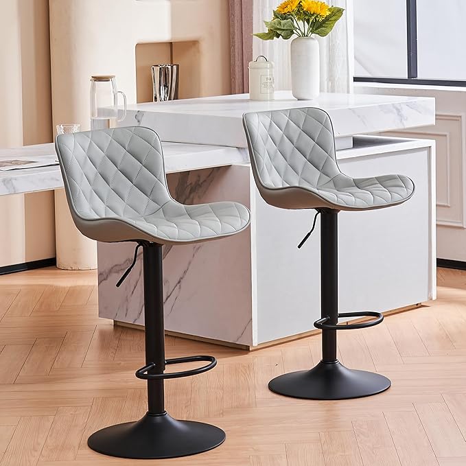 YOUNUOKE Bar Stools Set of 2 Faux Leather Barstools by YOUNUOKE