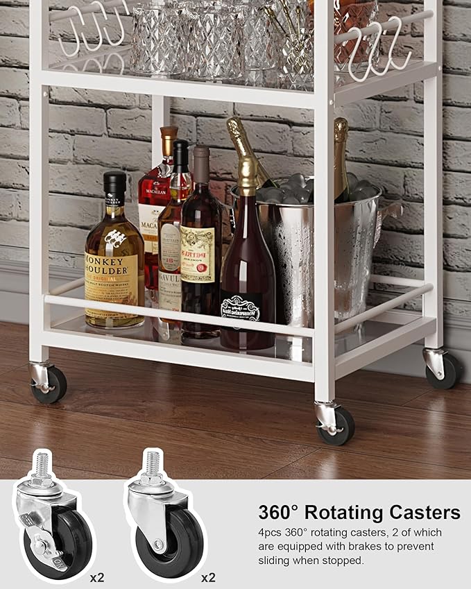TUTOTAK Bar Cart, Home Bar Serving Cart - Image 5