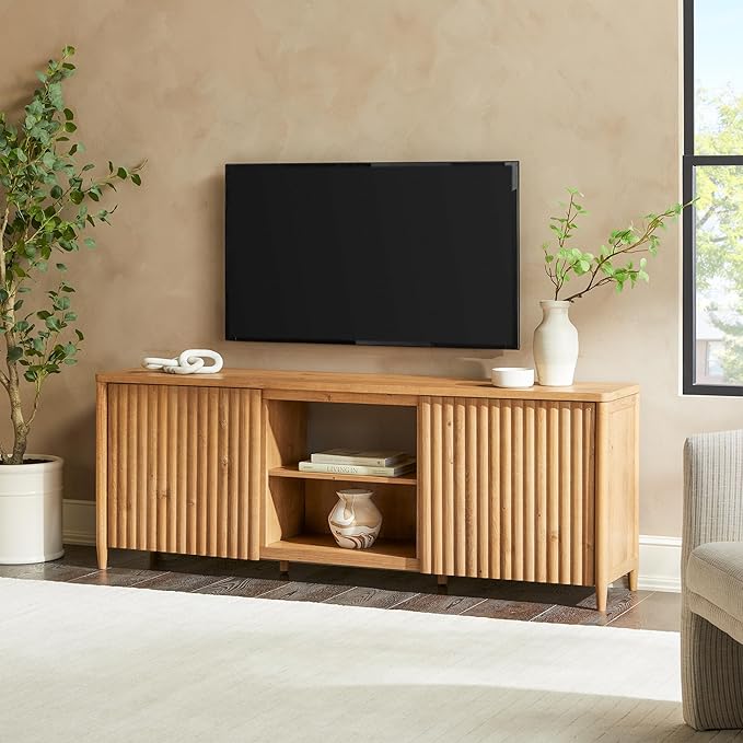 Walker Edison Flynn Scandinavian Reeded TV Stand - Image 3