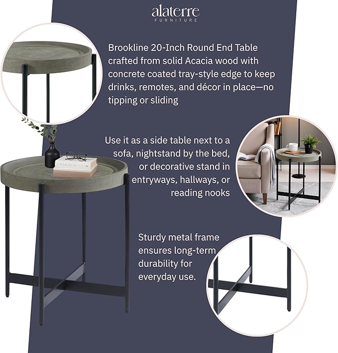 Alaterre Furniture Brookline 20-Inch Round Wood End Table - Image 4