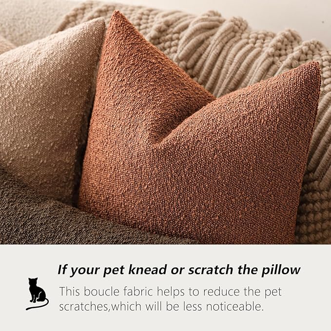 Foindtower Pack of 2 Textured Boucle Throw Pillow Covers Accent Solid Pillow - Image 4