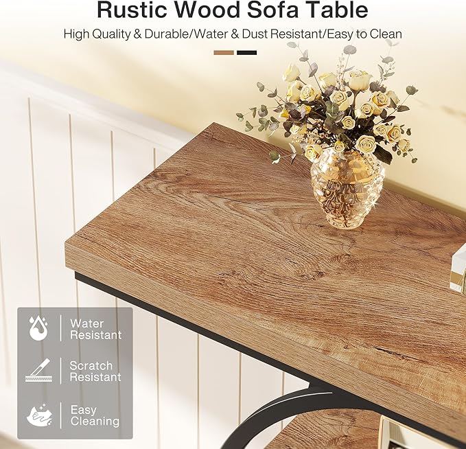 Tribesigns 41.3" Console Table, Industrial 4-Tier Sofa Table Entryway Table - Image 5