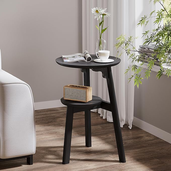 ChooChoo Round End Table for Small Spaces, Narrow Side Table, Accent Table by ChooChoo