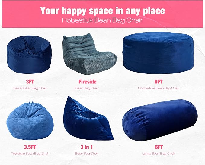 Hobestluk 6FT Bean Bag Chair Large Beanbag Lounger - Image 7