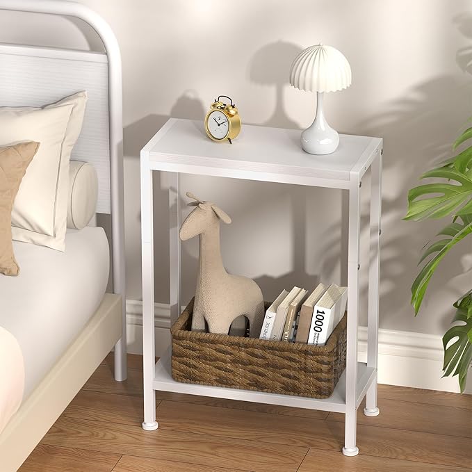 Narrow Side Table for Small Space Set of 2, 2-Tier Small End Table - Image 2
