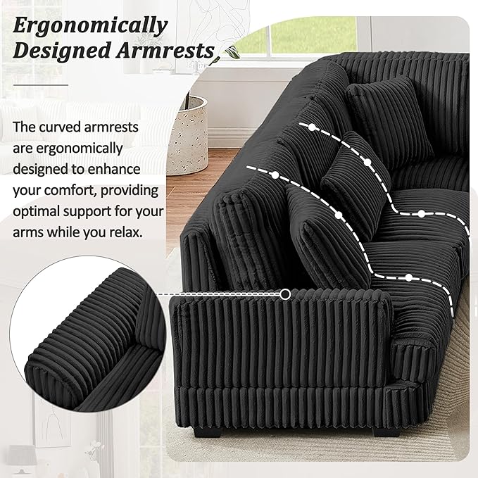 129" Oversized U Shaped Modular Sectional Sofa Couch - Image 7