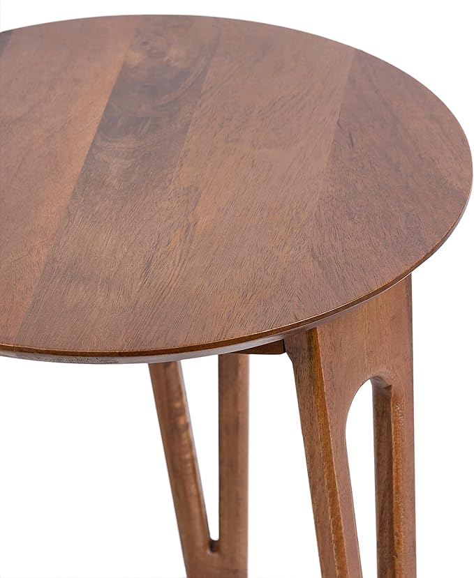 Kate and Laurel Kershaw Mid-Century Modern Round Side Table, Walnut Brown - Image 6