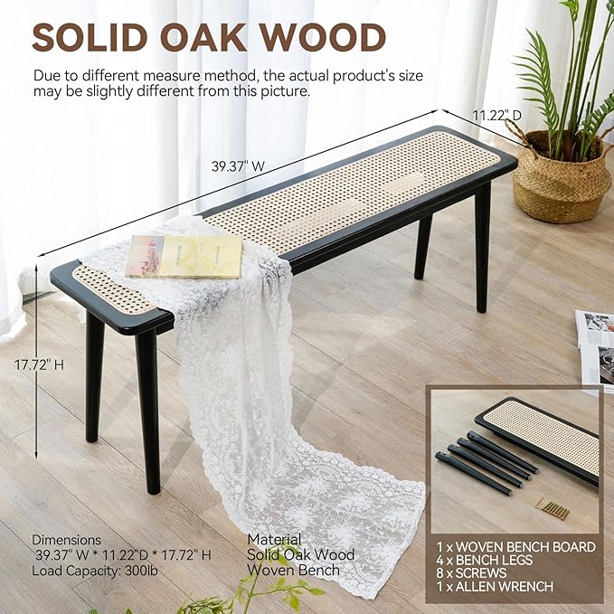 Entryway Bench, Solid Wood Kitchen Dining Bench, Mid Century Modern End of Bed - Image 2
