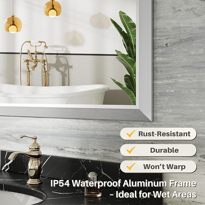 24x32 Inch Silver Bathroom Mirror - Image 3