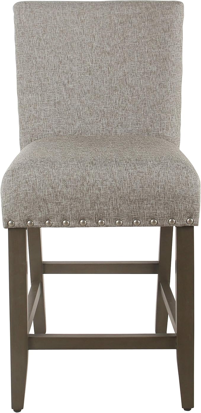 Homepop Home Decor | Backless Nailhead Trim Counter Height Bar Stools | 24 Inch - Image 4