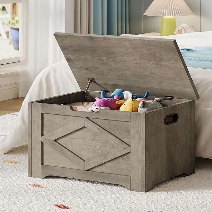 GarveeHome 23.6" Storage Chest, Wooden Storage Bench - Image 2