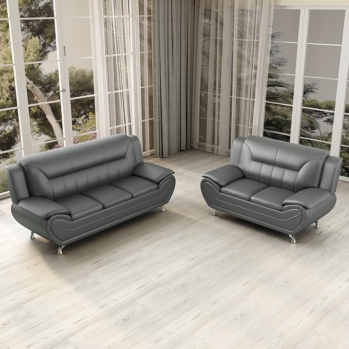 Container Furniture Direct Michael Sofa And Loveseat Gray - Image 3