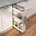 Slim Storage Cart, 5 in Width, 3-Tier White Rolling Cart by XYZLVSI