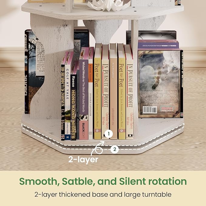 Rotating Bookshelf, 5 Tier Spinning Bookshelf Tower, Corner Revolving Storage - Image 6