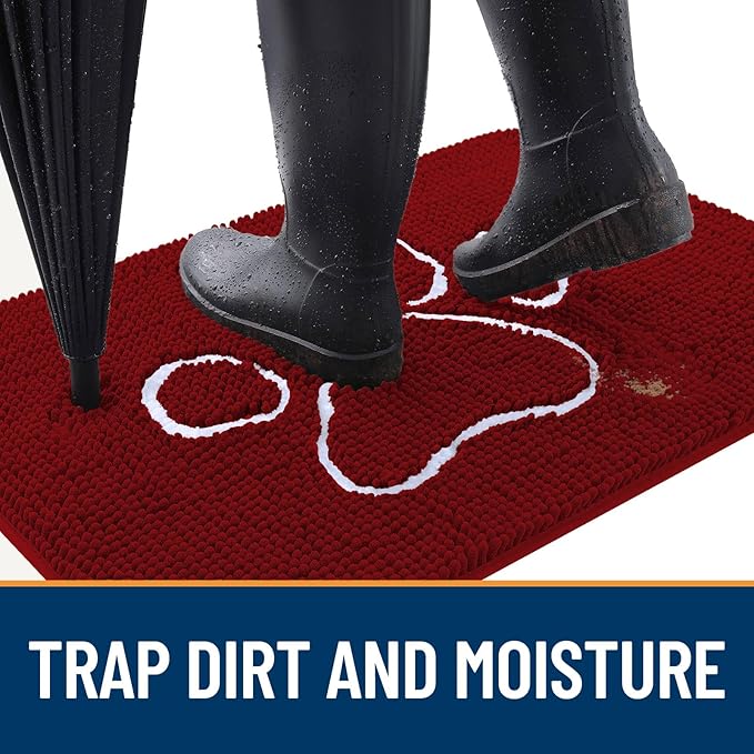 OLANLY Door Mat for Muddy Dog Paws 36x24, Ultra Absorbent Chenille Mud Doormat - Image 2