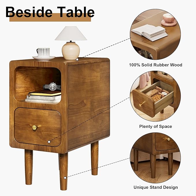 Narrow Nightstand, Solid Wood Night Stand - Image 5