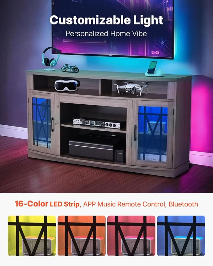 VEVOR TV Stand for TVs up to 65 inch, Farmhouse Entertainment Center - Image 4