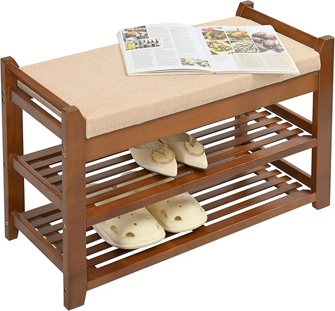 Shoe Rack Bench with Cushion, Shoe Rack - Image 3