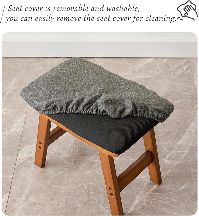 Foot Stool, Bamboo Small Sofa Foot Rest Under Desk, Extra Seating - Image 5
