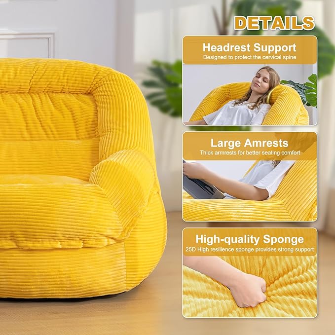 Giant Bean Bag Chair with Armrests - Image 4