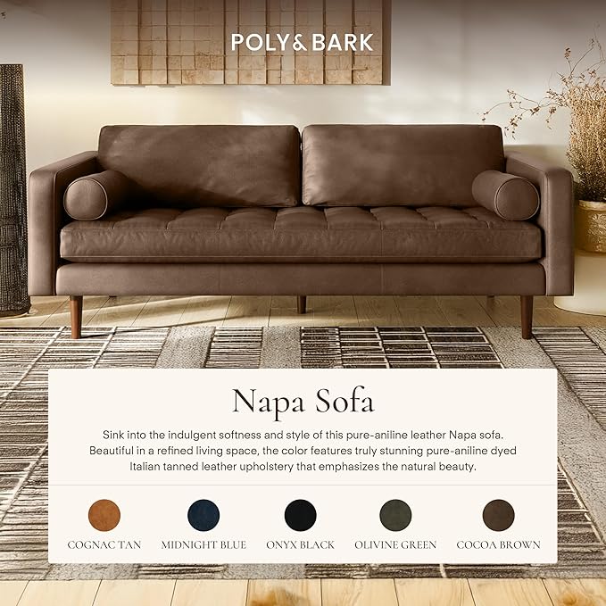 POLY & BARK Napa Furniture, 88.5 inches, Cocoa Brown - Image 3
