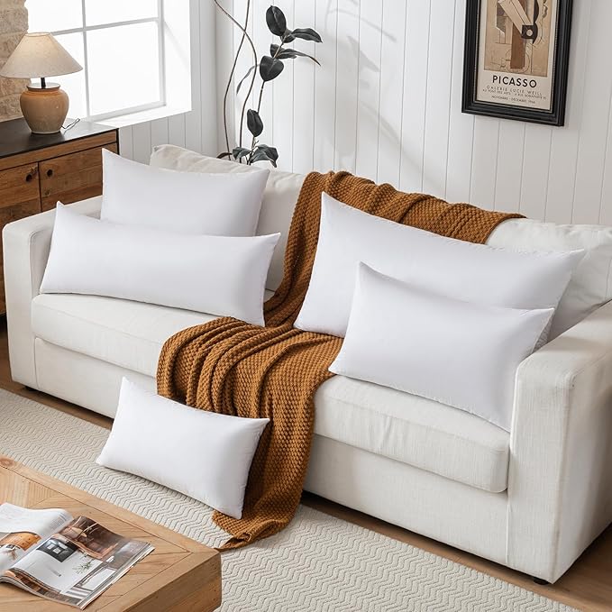16X26 Oblong Feather & Down Pillow Insert, 100% Cotton Fabric - Image 4