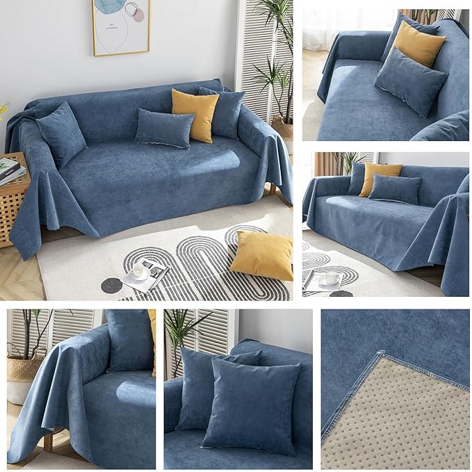 STACYPIK Waterproof Dark Blue Sofa Cover, Washable Couch Cover - Image 9