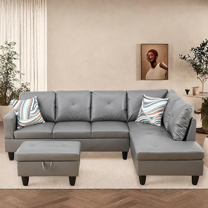 L Shaped Sectional Couches, Leather Modular Sectional Sofa by ChicFurnit