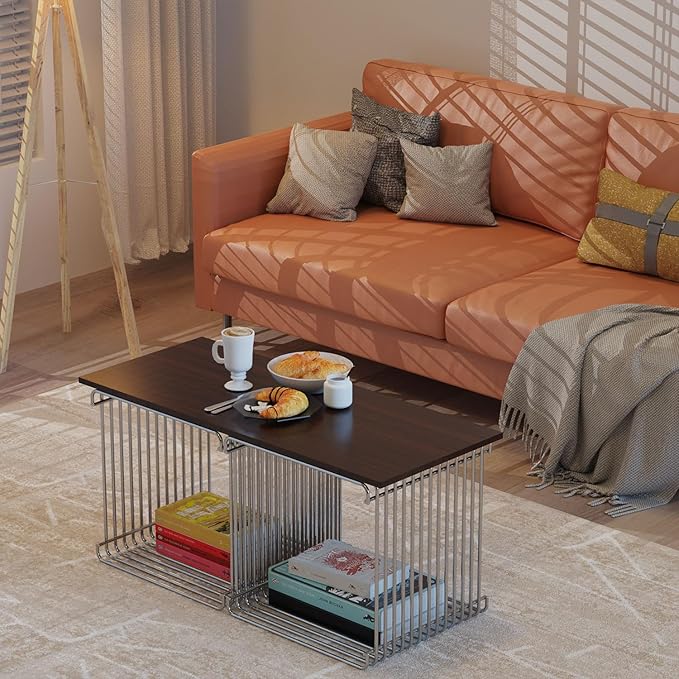 Square Geometry Retro Side Table Prime-Stainless Steel Linear Metal End Table - Image 4