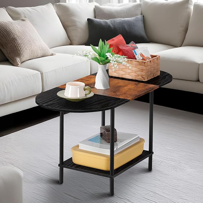 ETELI Small Black Coffee Table Oval Center Table - Image 4