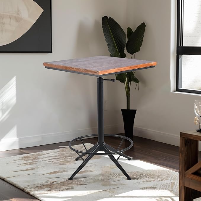 Diwhy Industrial Design Bar Table Height Adjustable 30.3-35.4in Kitchen Dining - Image 5