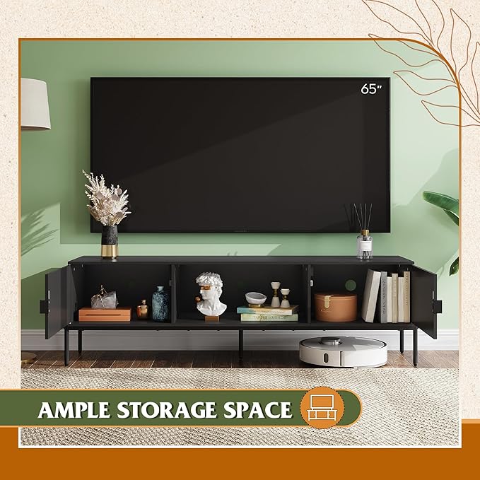 WLIVE Modern TV Stand for 65 Inch TV, Mid Century Entainment Center - Image 7