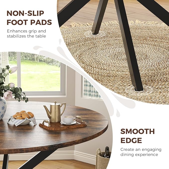 Unovivy 47" Round Dining Table for 4-6, Space Saving Circle Kitchen Dinner Table - Image 5