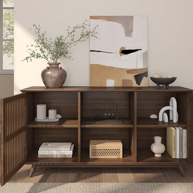 Plank+Beam Mid-Century Modern Wood TV Stand, Solid Wood Entertainment Console - Image 6
