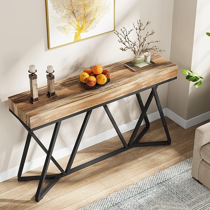 Tribesigns 55 Inches Console Table, Farmhouse Sofa Table Wood Entryway Table - Image 5