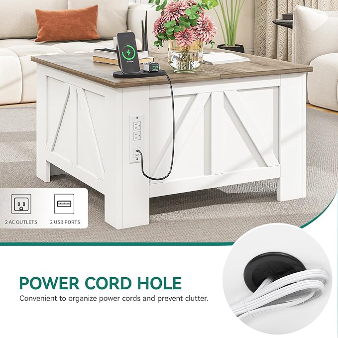 YITAHOME Farmhouse Lift Top Coffee Table - Image 7