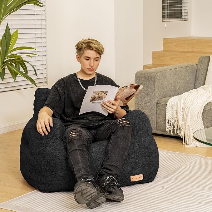 Bean Bag Chair with Filler, Bean Bag Sofa with Tufted Soft Stuffed Filling - Image 3
