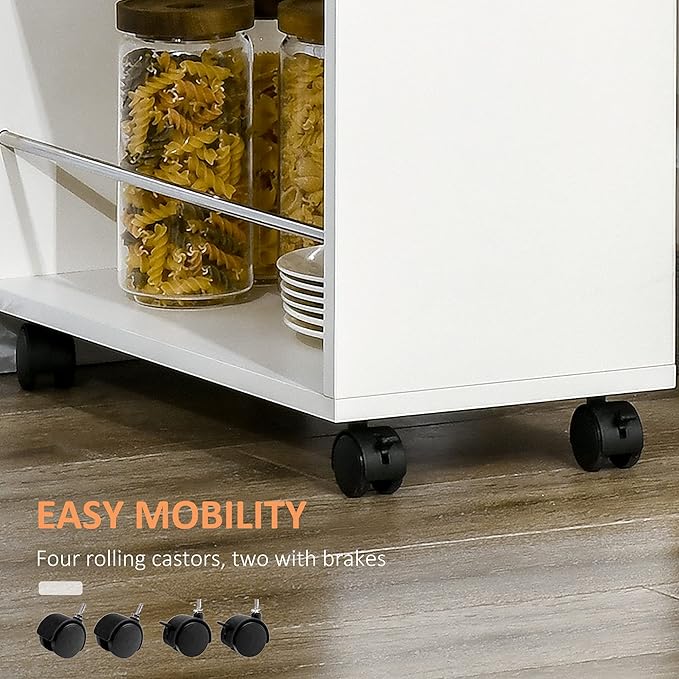 HOMCOM 3- Tier Slim Storage Cart, Rolling Narrow Kitchen Cart on Wheels - Image 5