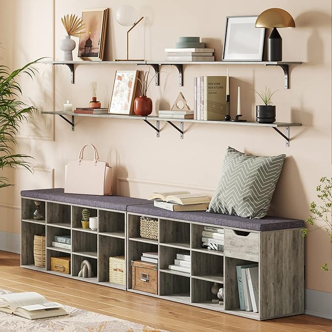 DINZI LVJ Shoe Bench, Entryway Storage Bench - Image 4